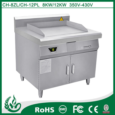 Heavy Duty Electric Induction Griddle 8kw For Restaurant / Hotel / School