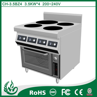 4 Burner Commercial Induction Range With Oven High Thermal Efficiency