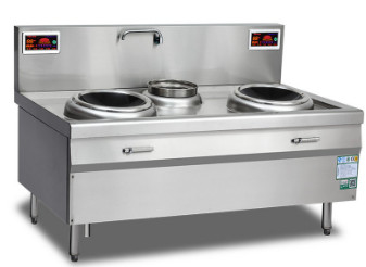 Double Burner Induction Chinese Wok Stove For Cafeteria / Snack Bar